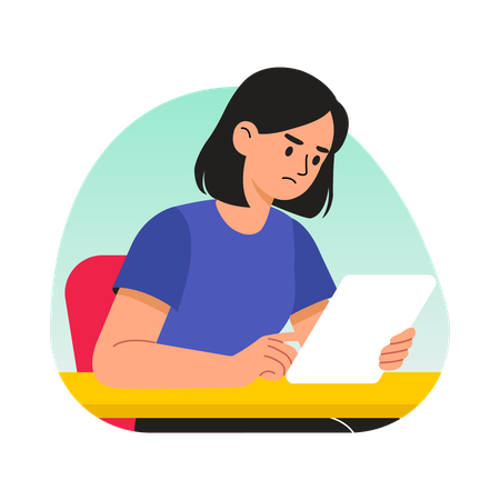 Femme travaillant sur une enquête de satisfaction client  Illustration
