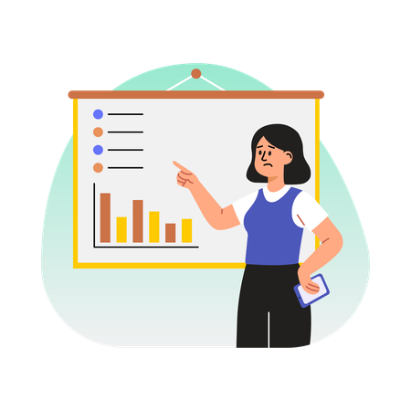 Femme travaillant sur une enquête de satisfaction client  Illustration