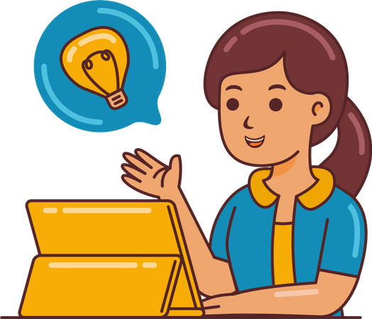 Femme travaillant sur une idée de conception  Illustration