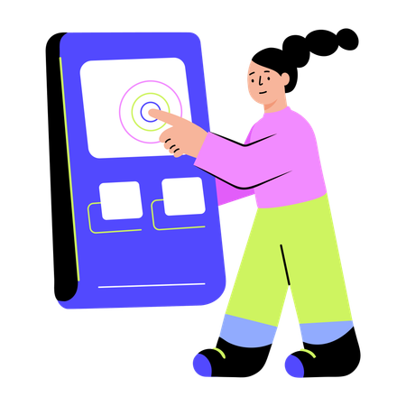 Femme travaillant sur une machine à capteurs  Illustration
