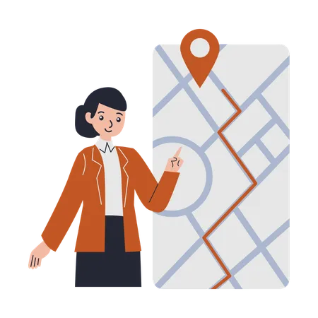 Femme travaille sur le pointeur de navigation  Illustration