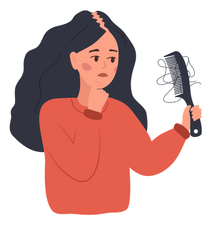 Triste femme qui perd ses cheveux  Illustration