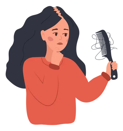 Triste femme qui perd ses cheveux  Illustration