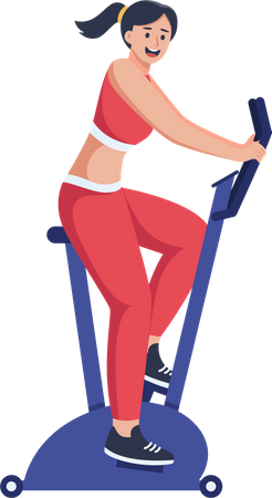 Femme utilisant un cycle de gym  Illustration