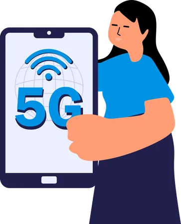 Une femme utilise la connectivité mondiale 5G  Illustration