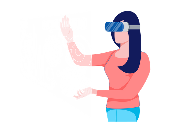 Femme utilisant la réalité virtuelle  Illustration
