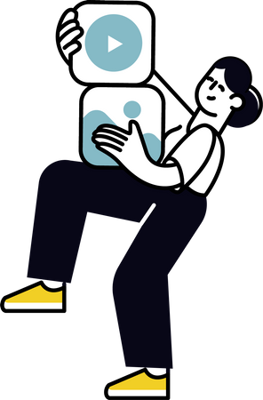Femme utilisant le multimédia numérique  Illustration