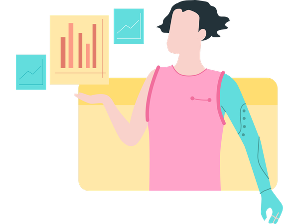 Femme utilisant un bras robotisé  Illustration