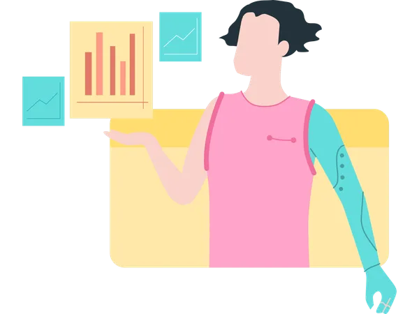 Femme utilisant un bras robotisé  Illustration