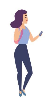 Femme utilisant un smartphone  Illustration