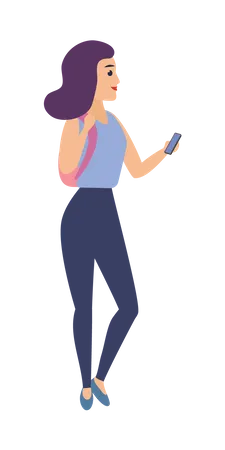 Femme utilisant un smartphone  Illustration