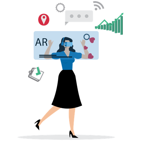 Femme utilisant une interface de réalité augmentée  Illustration