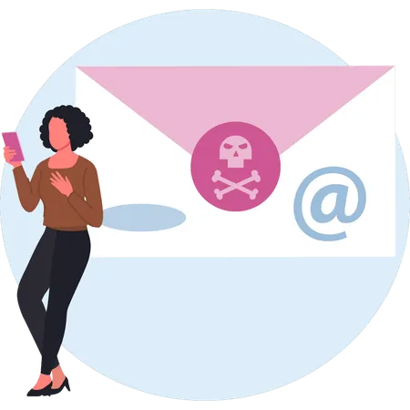 Femme vérifiant la sécurité des e-mails  Illustration