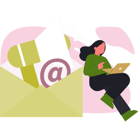 Femme vérifiant ses e-mails  Illustration