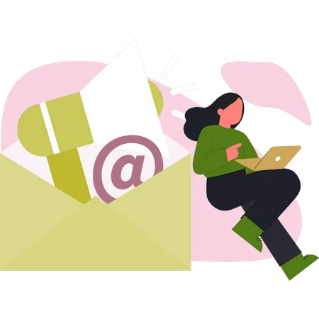 Femme vérifiant ses e-mails  Illustration