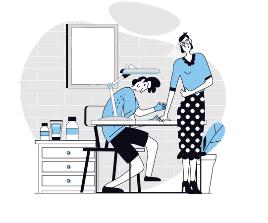 Une femme vient se faire faire une manucure dans un salon  Illustration