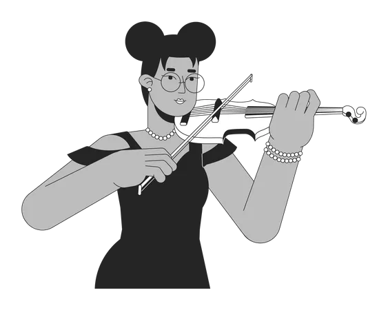 Violoniste féminine jouant un instrument de musique  Illustration