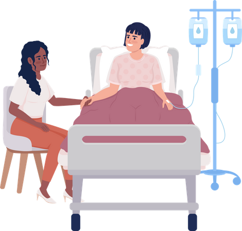 Femme rendant visite à un ami malade à l'hôpital  Illustration