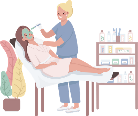 Une femme visite un spa pour un soin de beauté  Illustration