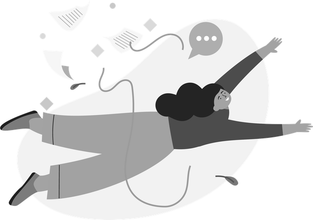 Femme volant et envoyant des messages  Illustration