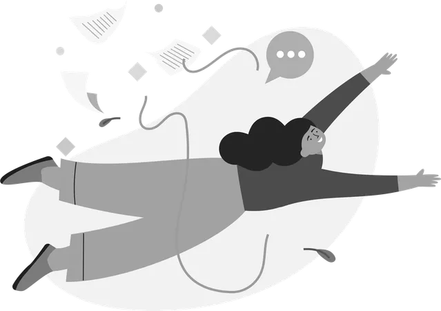 Femme volant et envoyant des messages  Illustration