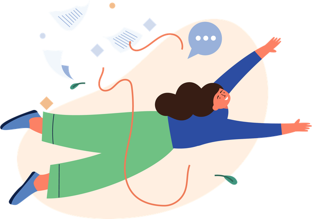 Femme volant et envoyant des messages  Illustration