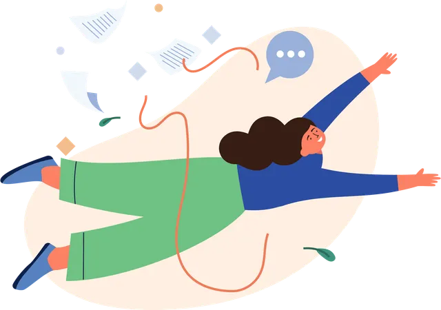 Femme volant et envoyant des messages  Illustration
