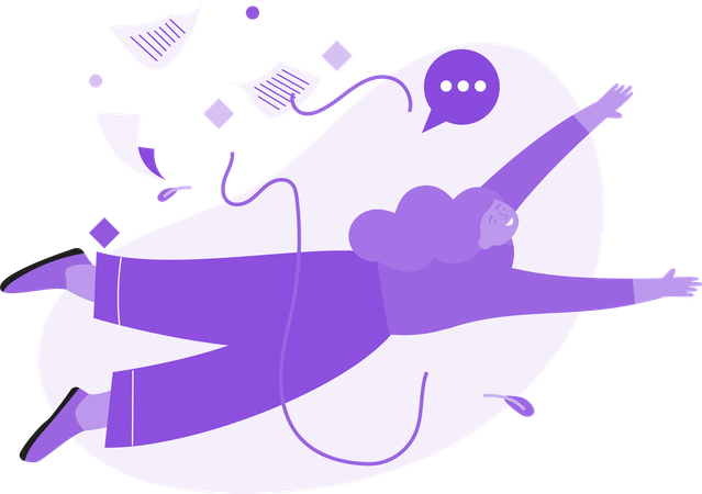 Femme volant et envoyant des messages  Illustration