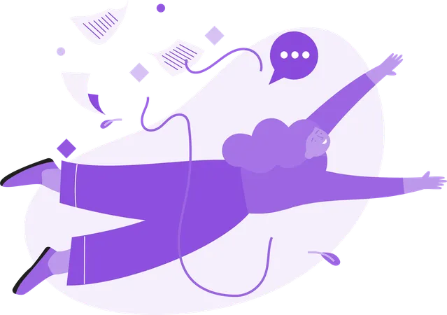 Femme volant et envoyant des messages  Illustration