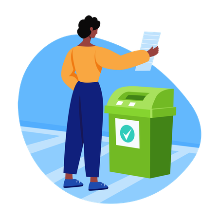 Une femme donne son vote lors d'un scrutin  Illustration