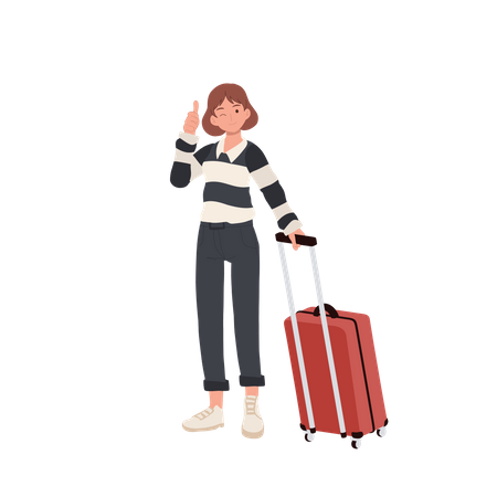 Femme voyageant avec un sac à dos de voyage  Illustration