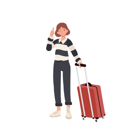 Femme voyageant avec un sac à dos de voyage  Illustration