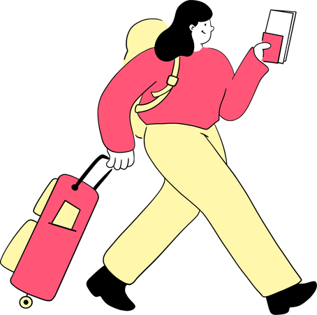 Femme voyageant avec une valise  Illustration