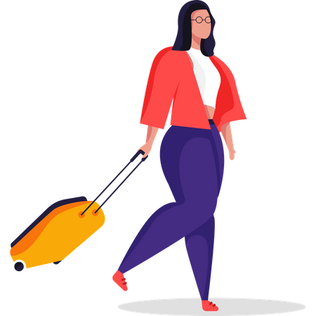 Femme voyageant avec une valise  Illustration