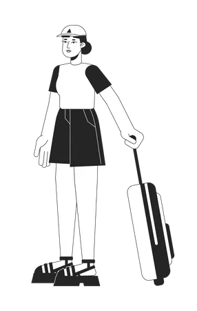 Femme voyageant avec une valise  Illustration