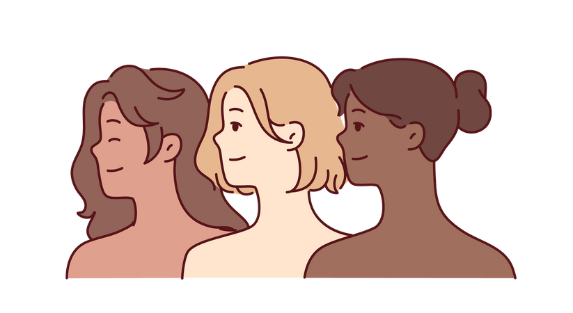 Femmes avec différents types de peau  Illustration