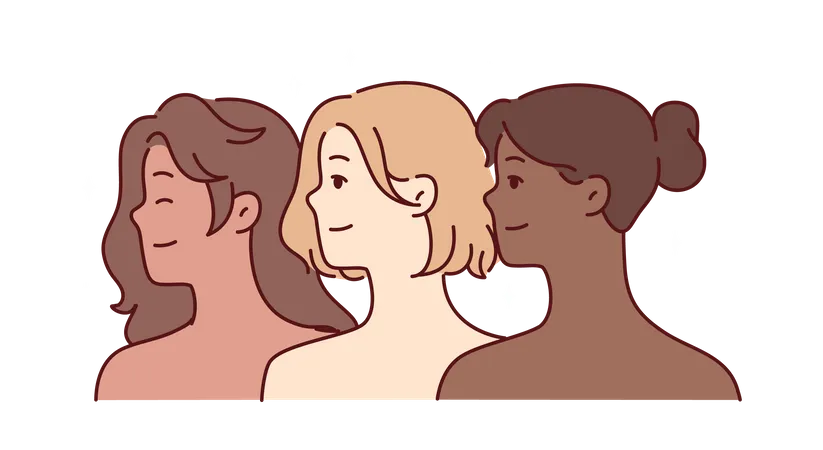 Femmes avec différents types de peau  Illustration