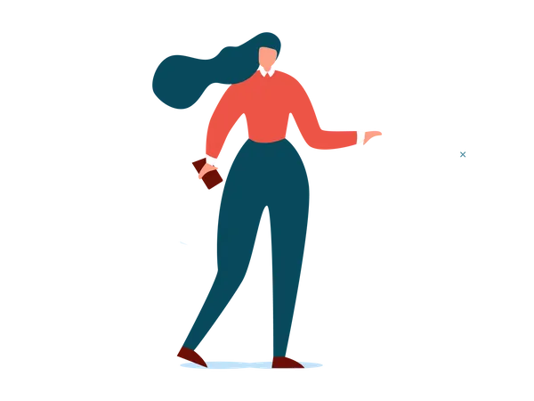 Femmes avec marche mobile  Illustration