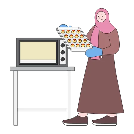 Femmes préparant des biscuits  Illustration