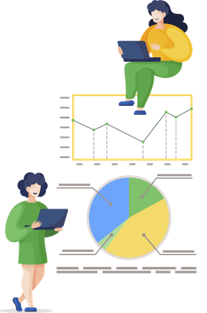 Les femmes d'affaires travaillent sur des ordinateurs portables  Illustration