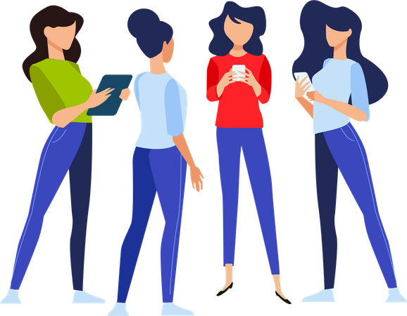 Femmes d'affaires utilisant un téléphone  Illustration