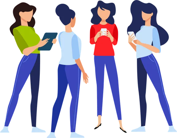 Femmes d'affaires utilisant un téléphone  Illustration