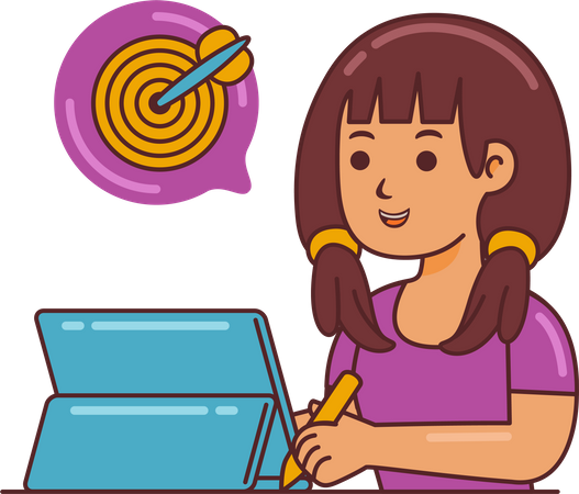 Femmes Doodle travaillant avec la tablette 07  Illustration