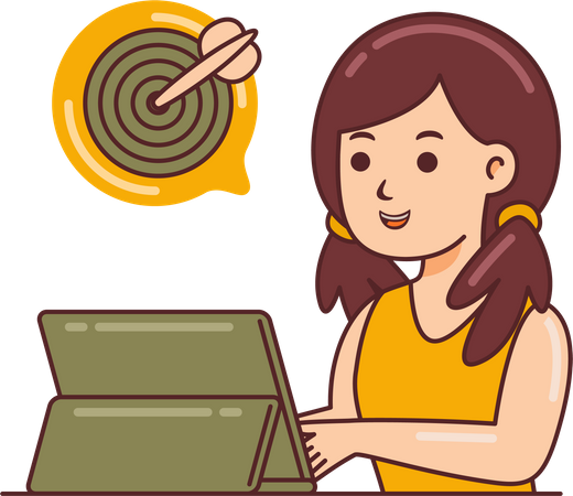 Femmes Doodle travaillant avec la tablette 17  Illustration