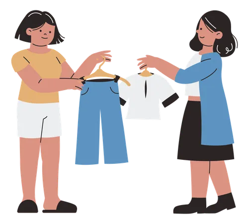 Femmes échangeant des vêtements  Illustration