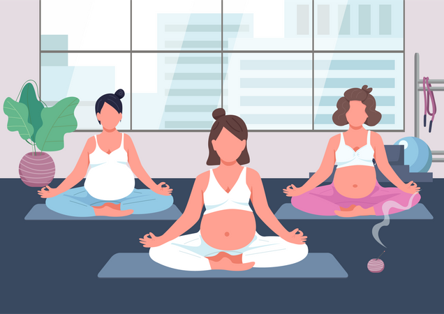 Femmes enceintes faisant du yoga  Illustration