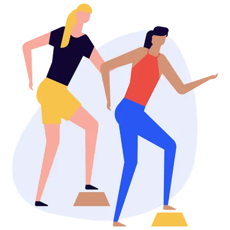 Femmes faisant de l'exercice au gymnase  Illustration