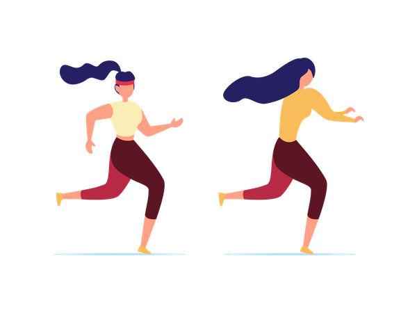 Femmes faisant du jogging et de l'exercice  Illustration