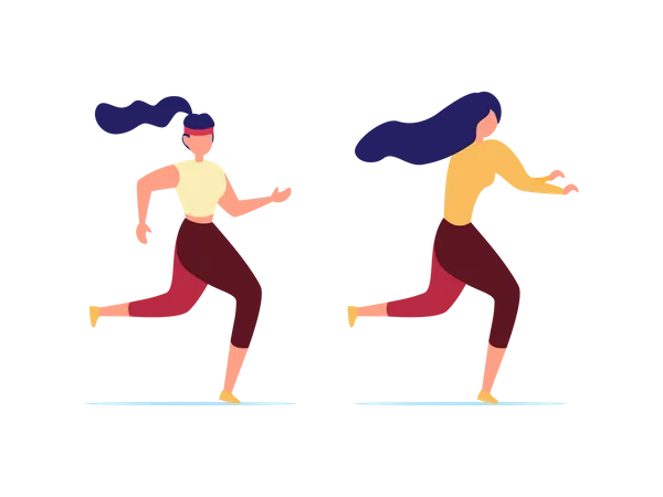 Femmes faisant du jogging et de l'exercice  Illustration