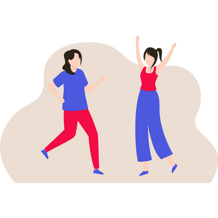 Femmes faisant du jogging et de l'exercice  Illustration